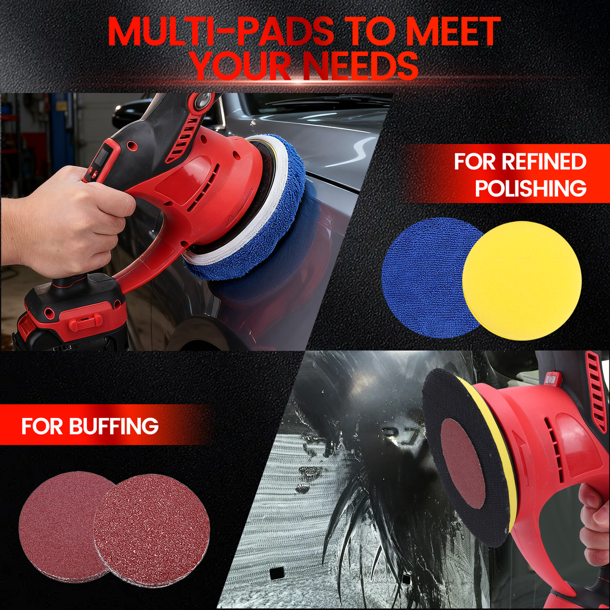 Cordless Car Buffer Brushless Polisher w/ 2x2000mAh 12V Batteries,6 Inch Car buffer Waxer Kit w/6 Variable Speed & Extra Attachments,Polisher for Car Detailing,Boat Sanding,Scratch Removing