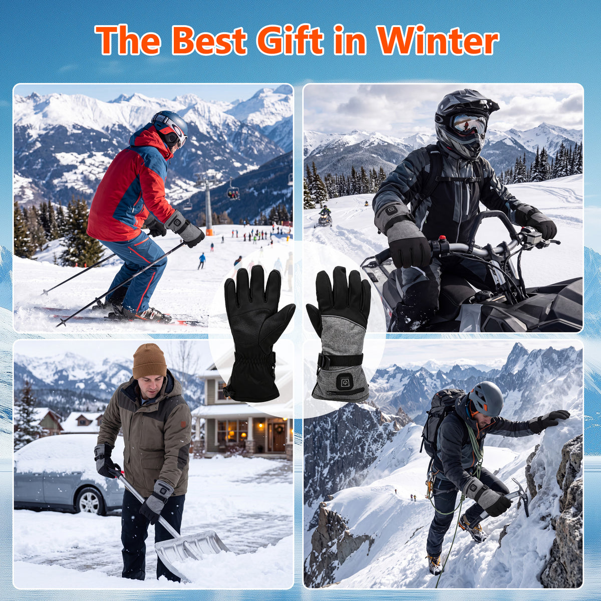 Rechargeable Heated Gloves for Men Women Touchscreen for Hand Warmers Heater Cold Winter Gloves,Snowmobile Camping Cycling Skiing Hiking Working(Without Bayyery)
