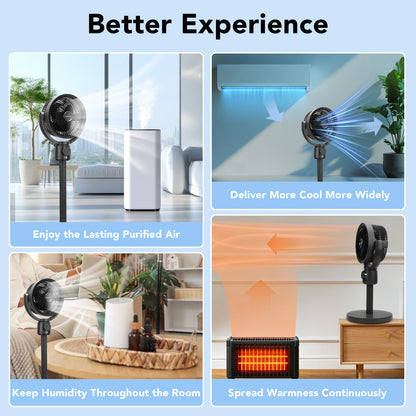 Pedestal Fan for Home, 2-in-1 Oscillating Fans for Table or Floor with Remote,5 Speeds,3 Timer,LED Light,140° Horizontal + 90° Vertical Standing Fan