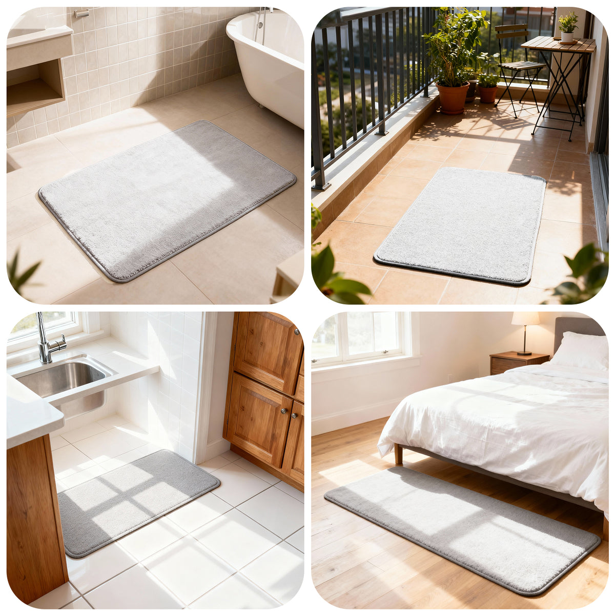 3 Pcs Bathroom Mat Set Bath Rug Set Non Slip Absorbent Toilet Mat Set Comfortable Soft Machine Wash,Deep Gray