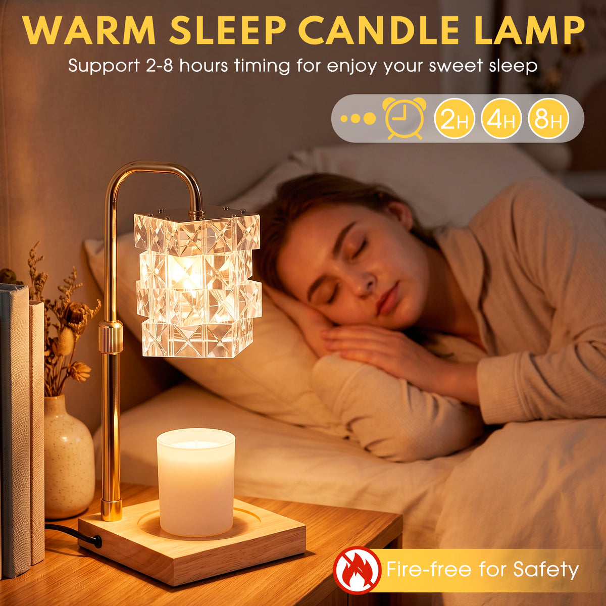 Candle Warmer Lamp with Timer, Dimmable and Height Adjustable Wax Melt Warmer for Scented Wax Jar Candles,Home Decor Wax Melter Light (Includes 2 Halogen Bulbs)