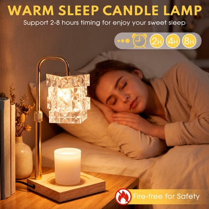 Candle Warmer Lamp with Timer, Dimmable and Height Adjustable Wax Melt Warmer for Scented Wax Jar Candles,Home Decor Wax Melter Light (Includes 2 Halogen Bulbs)