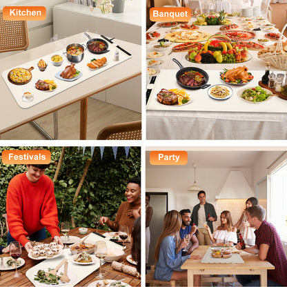 Food Warming Mat, (XL 32"x15") Electric Warming Tray for Buffets Party, Fast Heating for Food with 9 Level Adjustable Temperature and 6 Hours Timer,18 Hours Auto Shut Off, Food Warmer