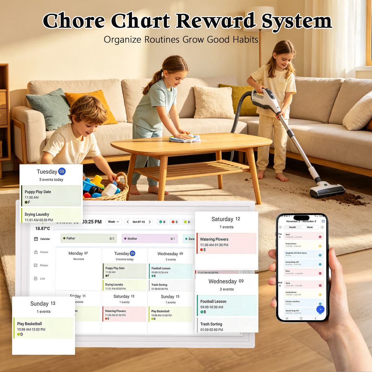 Smart Digital Calendar 21.5 Inch Touchscreen WiFi Interactive Display Digital Calendar Planner with APP 32G Memory
