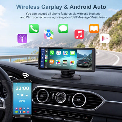 10.26" Wireless Carplay Screen for Car 4K Dash Cam Carplay & Android Auto, Includes 32GB SD Card, 1080p Backup Camera, Map Navigation/Mirror Link/Voice Control/Bluetooth/Music Player, Plug & Play