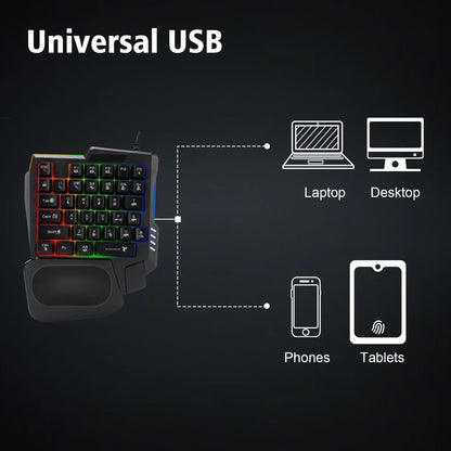 One Handed Gaming Keyboard 35 Keys Waterproof Wide Palm Rest Black Single Handed Keyboard For Computer Mobile Games,35 Keys Gaming Keyboard,K13 Gaming Keypad