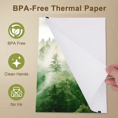 100 Sheets A4 Thermal Paper (Folded), 8.27x11.69' Thermal Paper(210 x 297 mm) for Portable Thermal Printer, Compatible with No Ink Printer, for Travel or Home Work, Printing Contract, Picture, etc