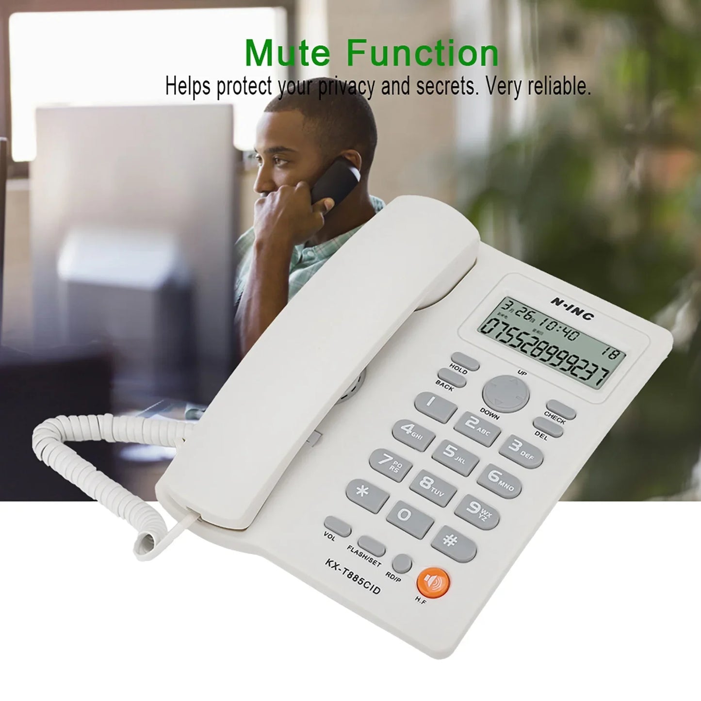 Landline Phones Dual Interface Wired Telephone with Caller ID for Office, Front Desk, Hotel, Seniors, Big Button Corded Landline Home Phones (White)