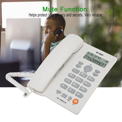 Landline Phones Dual Interface Wired Telephone with Caller ID for Office, Front Desk, Hotel, Seniors, Big Button Corded Landline Home Phones (White)