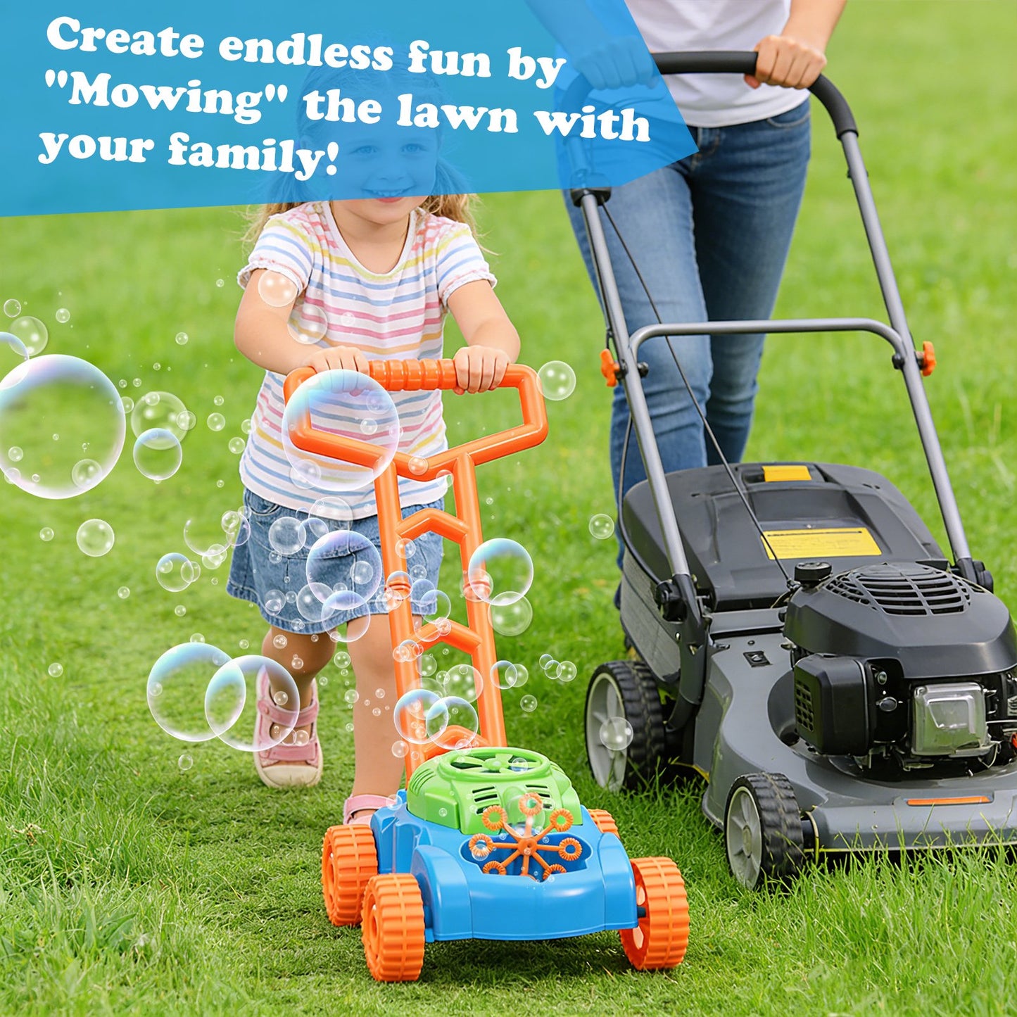 Bubble Lawn Mower for Toddlers 1-3, Kids Bubble Machine for 1-Year-Old Boys Toy Gifts, Gardening Easter Basket Stuffers Birthday Toys, Push Summer Outdoor Toys for Preschool Baby Boys Age 1 2 3