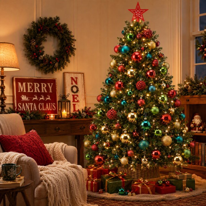 101 Pcs Christmas Ball Ornaments Set, 2.36 inch Small Mini Shatterproof Christmas Tree Decorations Set, Red & Green & Gold Hanging Holiday Baubles Bulk for Xmas Wreath, Garland, Party Home Decor
