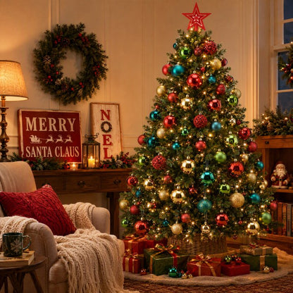 101 Pcs Christmas Ball Ornaments Set, 2.36 inch Small Mini Shatterproof Christmas Tree Decorations Set, Red & Green & Gold Hanging Holiday Baubles Bulk for Xmas Wreath, Garland, Party Home Decor