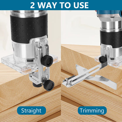 Compact Wood Router, 6 Amp 30000 RPM Palm Router Tool with 15-Piece 1/4" Router Bits Set & Accessories for Wood Trimming, DIY