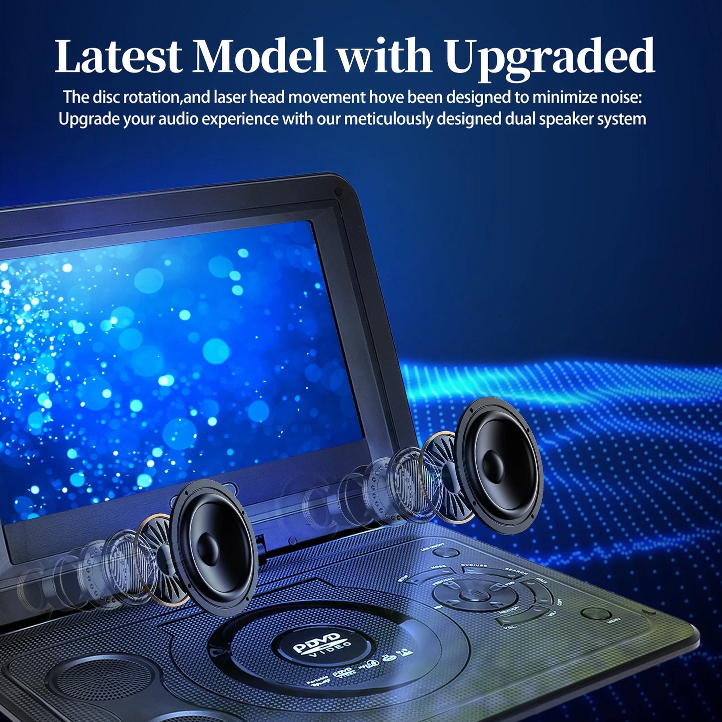 13.9inch Portable DVD Player, 10.1" Swivel Screen, Built-in Rechargeable Battery Car DVD Player for Kids, Support CD/DVD/SD Card/USB/Connect TV, Remote Control, Black