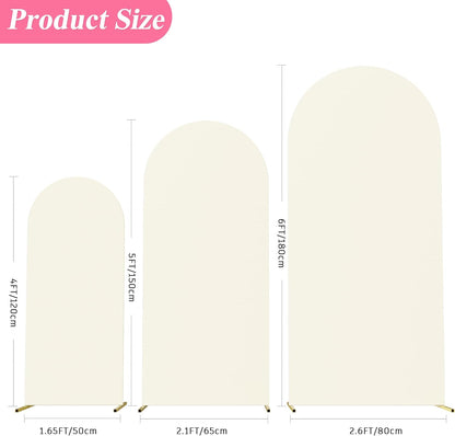 3PCS Wedding Arch Cover Set Spandex Fitted Wedding Arch Stand Covers for U Shaped Round Top Arch Backdrop Stands Cover for Birthday Party Ceremony Banquet Decoration 4ft,5ft,6ft,White