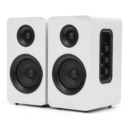 80W Active Bookshelf Speakers, Home Bluetooth 5.3 Wireless Speaker with 3 inch Woofer, Stereo Studio Monitor Speakers, Bass & Treble Adjust TV Speakers with USB/Optical/AUX Input for PC Gaming, White
