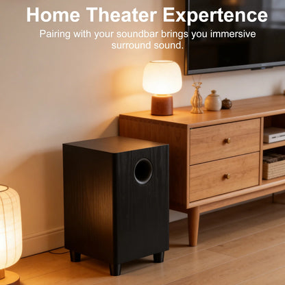 100W Passive Subwoofer Speaker, 6.5" Home Theater Subwoofers for Studio, Movies, Music, Gaming, Big Bass in Compact Design & Plug and Play, Easy Setup, Black