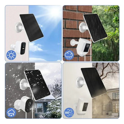 6W Solar Panel Charger for Outdoor Security Cameras, Micro USB & USB C Port Solar Panel for DC 5V Outdoor Rechargeable Battery Camera with 9.8ft Cable, IP65 Waterproof/Adjustable Security Mount