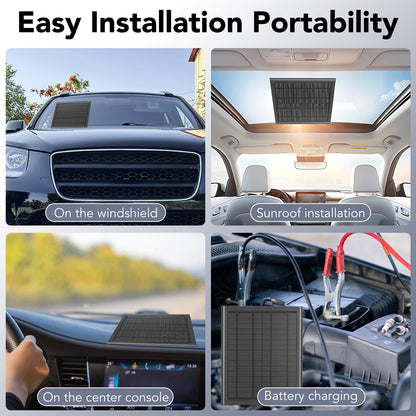 Upgraded 6W Solar Battery Trickle Charger Maintainer, 16V Portable Waterproof Solar Panel Trickle Charging Kit for Car, Automotive, Motorcycle, Boat, Marine, RV, Trailer, Snowmobile, etc