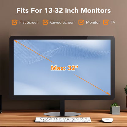 Monitor Stand, Freestanding Monitor Mount for 14-32 inch Screens with 360 Degree Rotation, Height Settings, Adjustable Desk Riser with Swivel and Tilt, Max VESA 75x75, 100x100mm