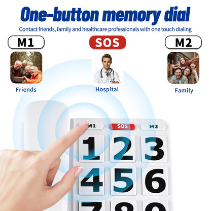 Big Button Phone for Seniors, Landline Corded Phone for Elderly, Adjustable Volume Large Key Wired Telephone for Visually Impaired/Hearing Damage Old People, Extra Loud Ringer