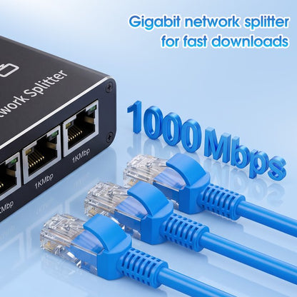 Ethernet Splitter 1 to 4, Network Splitter with USB Power Cable, RJ45 Internet Splitter Adapter 1000Mbps High Speed for Cat 5/5e/6/7/8 Cable [4 Devices Networked Simultaneously]