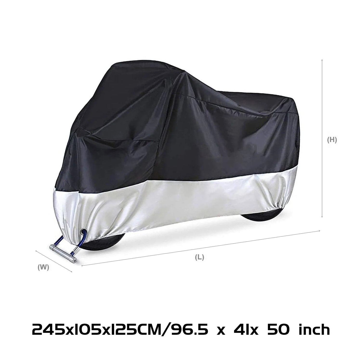 Motorcycle Cover, 210D Oxford Waterproof Motorcycle Cover All Weather Outdoor Protection,Fit for Length 96" Motors, Black