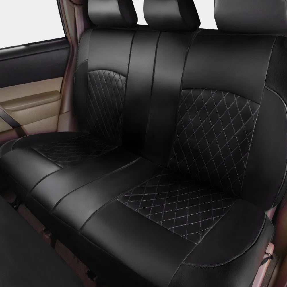 5 Seats Car Seat Cover, PU Leather Universal Seat Cover,Split Bench Compatible,Universal Fit for Auto Trucks Van SUV,Black