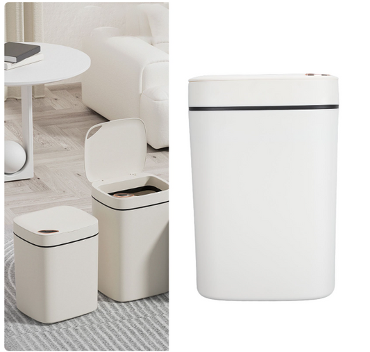Smart Automatic Touchless Trash Can With Lid,3.7 Gallon Garbage Bin Waste Basket For Kitchen,Living Room,Bedroom, Bathroom, Office,White