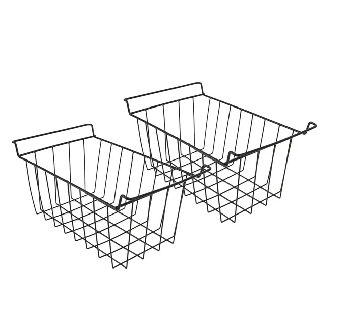 2Pack Stackable Metal Wire Storage Baskets Freezer Baskets, Freezer Storage Basket Organizer Bins,17.7*9.6*5.9in