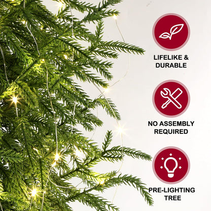 4FT Pre-Lit Artificial Christmas Cypress Tree, Realistic Green Potted Tree with Twinkle 100 LED Lights, Perfect Assembled Faux Xmas Holiday Decor for Indoor