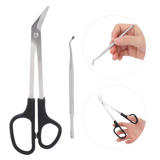 Long Handled Toenail Scissors Easy Reach Toenail Clippers With Nail Picker For the Elderly Seniors, Nail Scissors for Thick & Ingrown, Cuticle Scissor Toenail File Ergonomic Stainless Steel