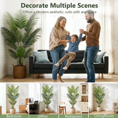 4ft Artificial Palm Plants, 4ft Palm Tree, Pre Potted Faux Greenry Tree for Home Decor Office House Living Room Indoor Outdoor, Big Plants House Plants