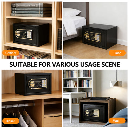 0.4 Cuft Fingerprint Safe Box, Electronic Digital Security Safe with Alarm & Fireproof Bag for Home Office Hotel