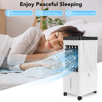 3-in-1 Evaporative Air Cooler Portable Air Cooling Oscillation Fan with Remote Control for Home,White