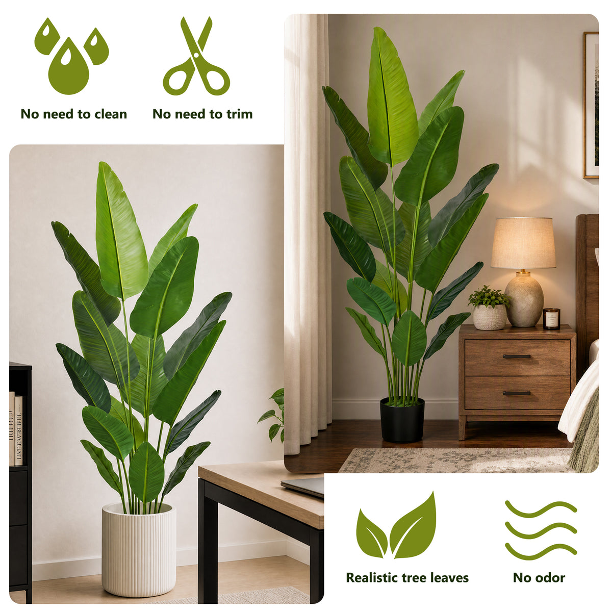 6ft Artificial Bird Of Paradise Plants with 15 Stems, Tall Faux Paradise Tree, Artificial Plants for Home Office Decor