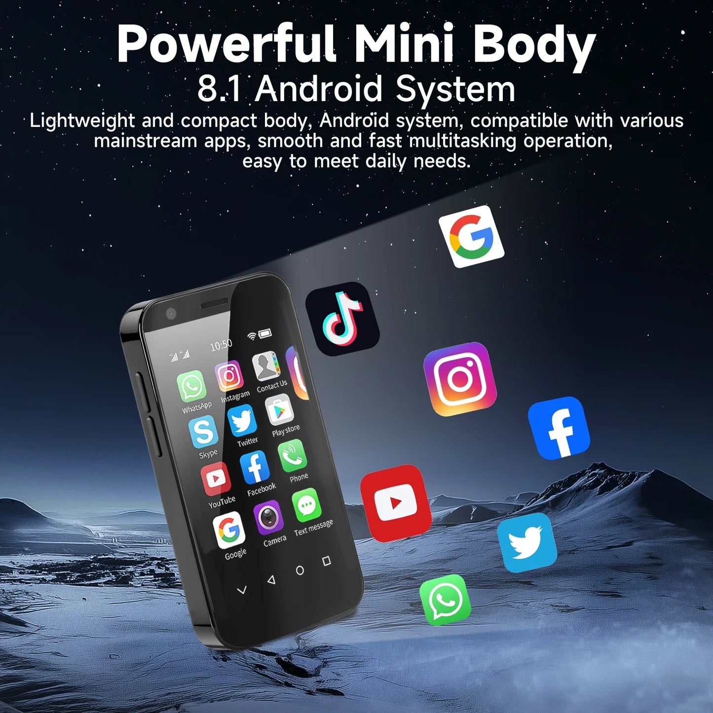 Mini Phone 3.0" HD TouchScreen Mini Smartphone ﻿Quad Core 2GB RAM 16GB ROM, 3G Unlocked Android Compact Mobile Phone for Students Pocket Cell Phone Support WiFi Bluetooth MP3 MP4, Black