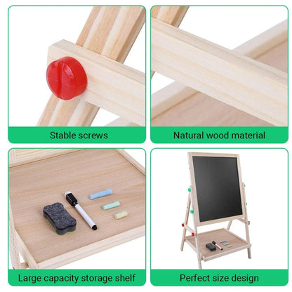 Art Easel for Kids Wooden Toddler Easel Double Sided Standing Chalkboard Dry Erase Board for Kids Toddler Drawing Board with Accessories, Blackboard & Whiteboard for Kids