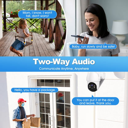 2K Solar Security Cameras Wireless Outdoor, Rechargeable Battery PTZ WiFi 4MP Camera for Home with Flashlight, PIR Motion Detection Alarm,Color Night Vision, 2-Way Talk, IP65 Waterproof, 32GB SD Card