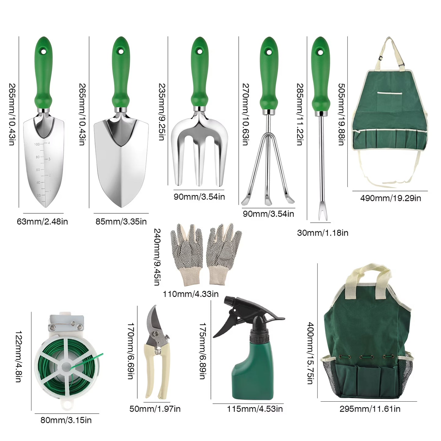 Garden Tool Set, 11 Piece Heavy Duty Gardening Hand Tools with Fashion and Durable Garden Tools Organizer Handbag,Rust-Proof Garden Tool Set, Ideal Gardening Gifts for Women and Men