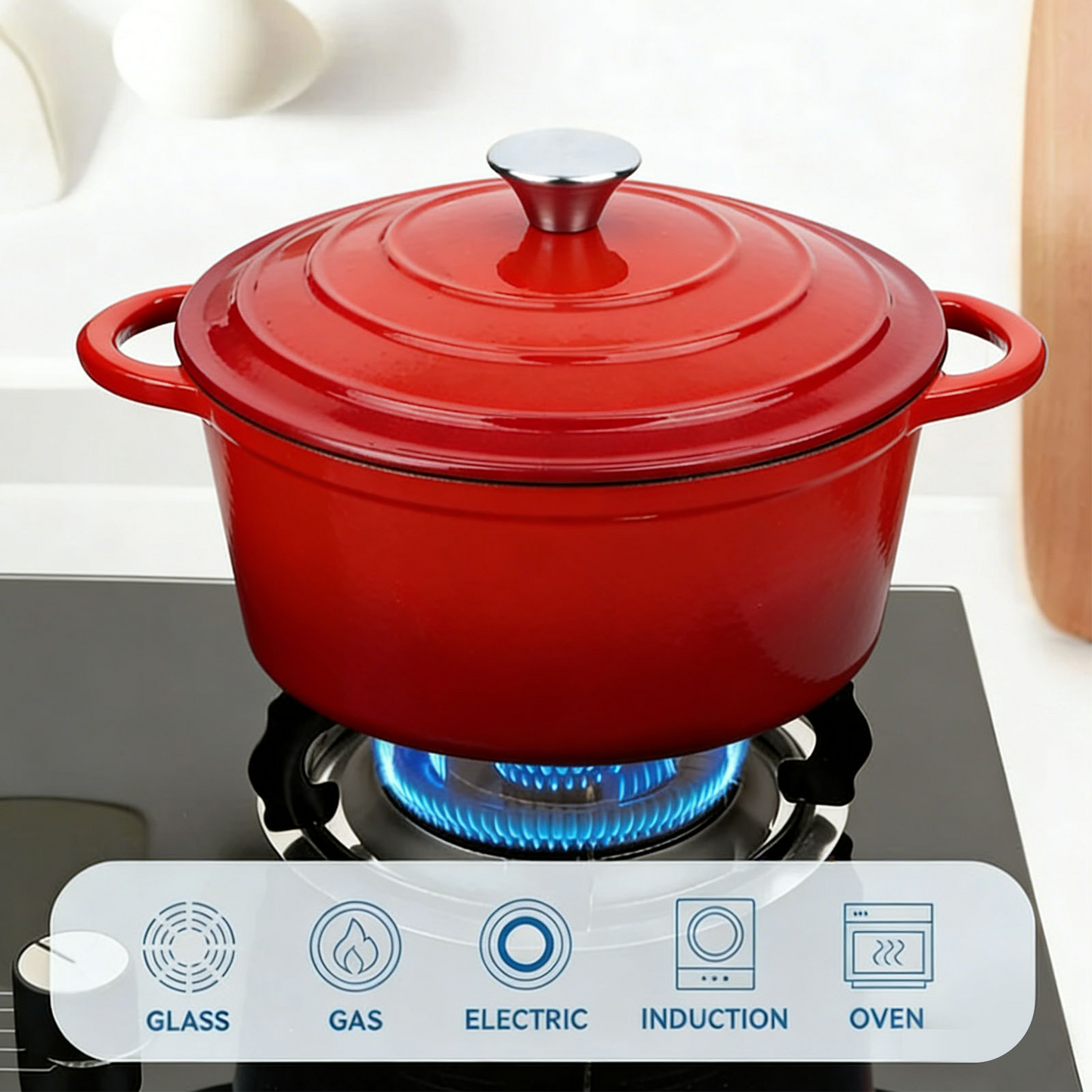 6.5 QT Enameled Cast Iron Dutch Oven with Lid, Nonstick Cookware for Baking, Roasting, Braising & Cooking, Dual Handles