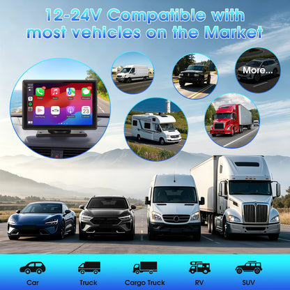 7" Wireless Carplay Screen for Car Portable Stereo Touchscreen with CarPlay and Android Auto with Mirror Link/Backup Camera/Bluetooth/Voice Control/GPS Navigation/AUX for All Vehicles
