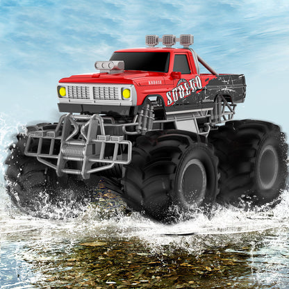 Amphibious Remote Control Car Toys for Boys Girls 2.4GHz 1:16 All Terrain Off-Road RC Car Waterproof RC Monster Truck Kids Pool Toys Remote Control Boat Gifts for Christmas