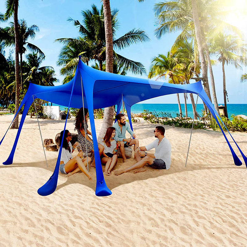 Beach Canopy, Blue Windproof 10x10ft Up Beach Tent Sun Shelter With Carry Bag For Picnics