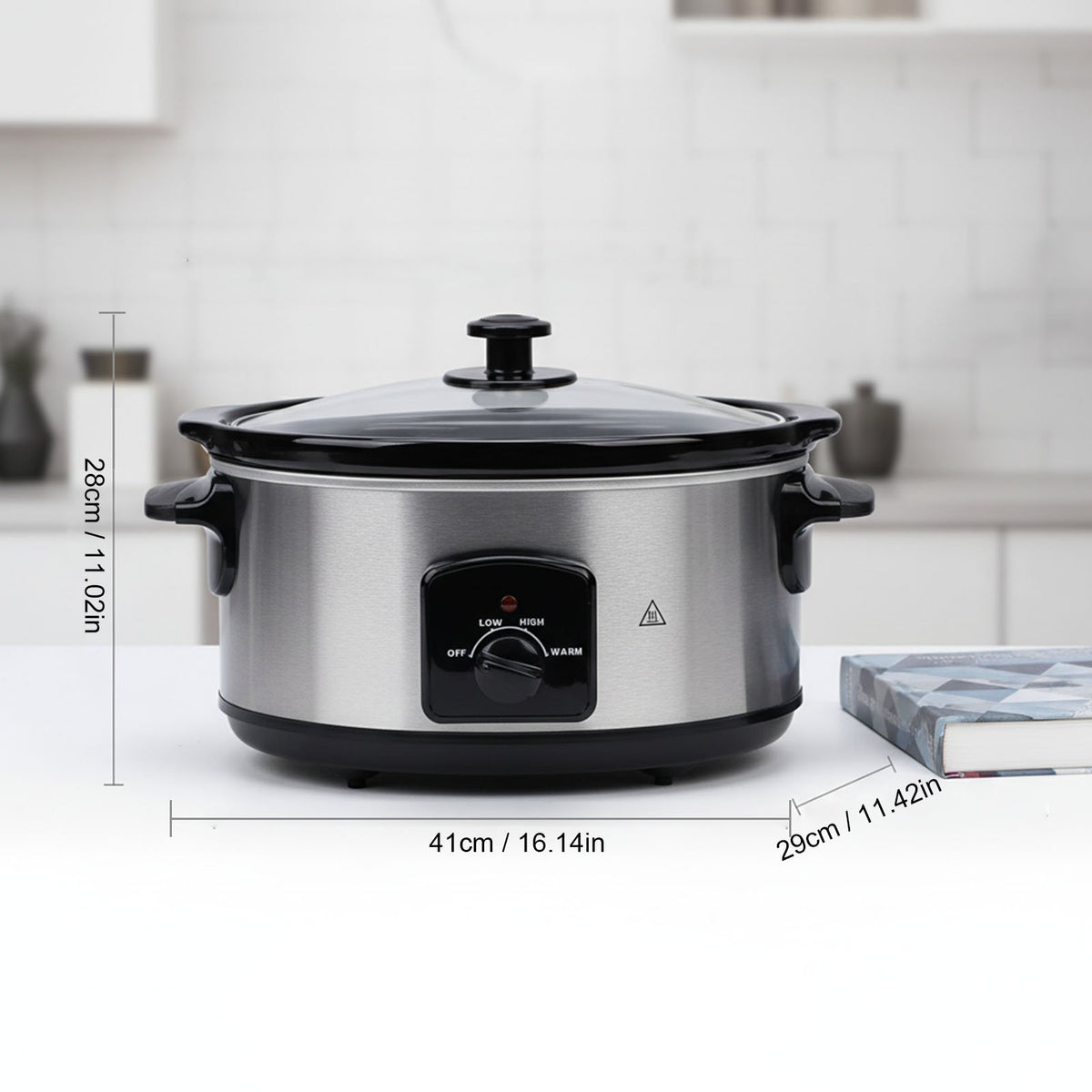 6-Quart Slow Cooker, Family Size Serves 7+ People, Removable Stoneware with Warming Setting, Dishwasher Safe for Easy Cleanup