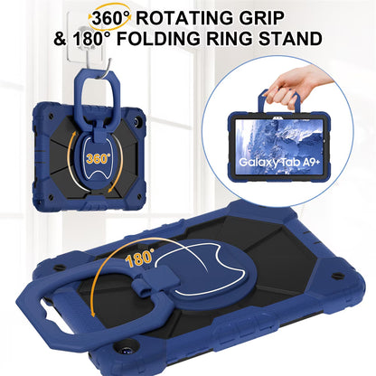 Case Fit for Samsung Galaxy Tab S10 Lite/ S10 FE/ S9 FE/ S9 5G (10.9''/11''), Heavy Duty Shockproof Protective Case with Rotating Stand, Hand Strap and Pen Holder, Black