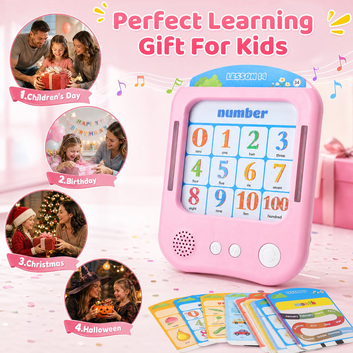 Talking Flash Cards for Toddlers Ages 1‑4, 478 Words English, Montessori Language Learning Toys with 36 Themes, Children's Sensory Toys, Pocket Speech Study Device, Birthday Gift for Boys Girls