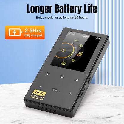 32GB MP3 Player with Bluetooth 5.0, Music Player with HiFi Sound for Sports Runners, 2.4" Screen MP3 Player Built in HD Speaker Voice Recorder FM Radio E-Book, Expanded Up to 128GB, Earphone Included