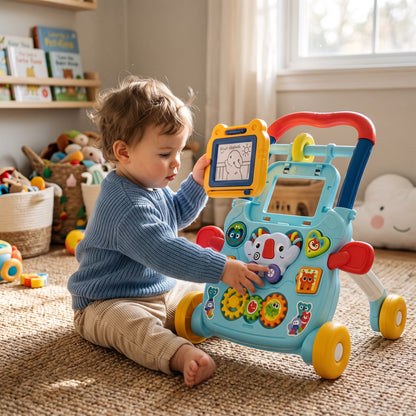 3 in 1 Baby Walker with Music Lights Sit to Stand Toddler Learning Walking Push Toys for 12-18+ Months Boys Girls