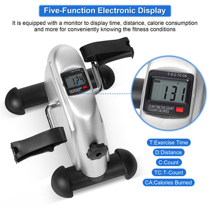 Under Desk Bike Pedal Exerciser, Portable Mini Exercise Bike, Portable Foot Cycle Peddler Machine with LCD Screen Display for Leg/Arm Fitness Workout, Home Office Use